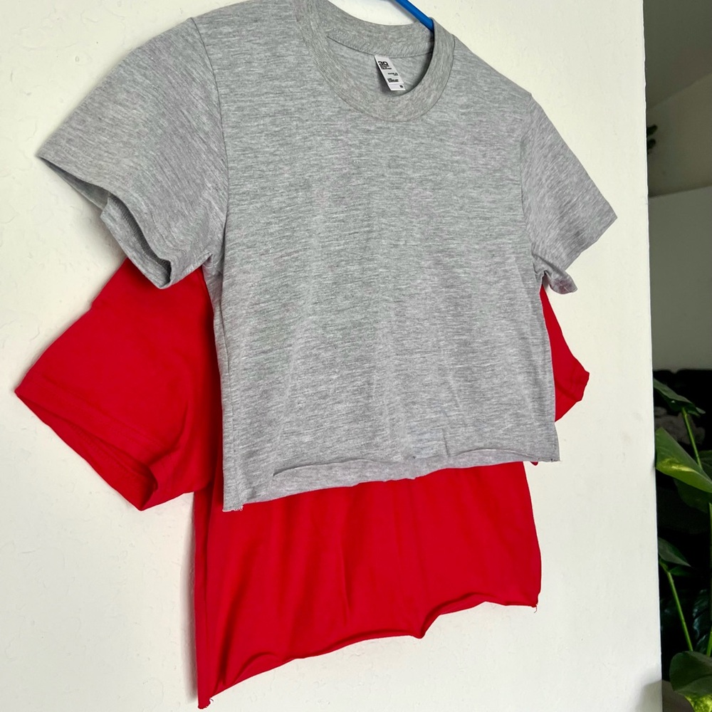 Los Angeles Apparel Gray and Red Crop Top T-shirt bundle
